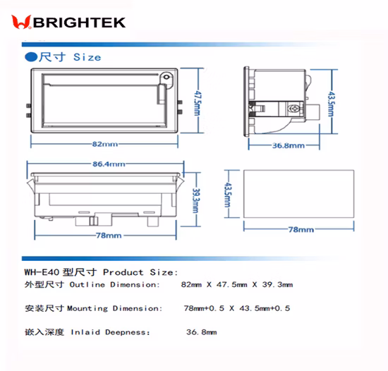 Impressora Térmica de Painel para Gravador de Dados com Porta Serial (WH